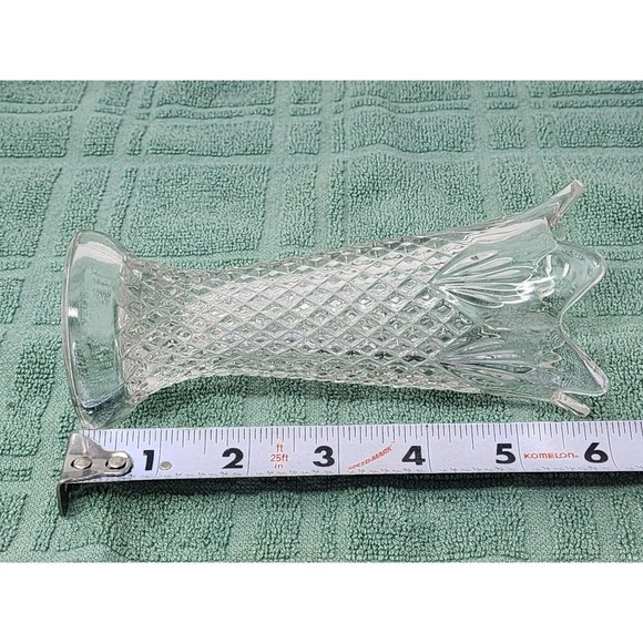 Vintage Bud‎ Vase Flower Diamond Cut Design Clear Glass - Picture 8 of 9